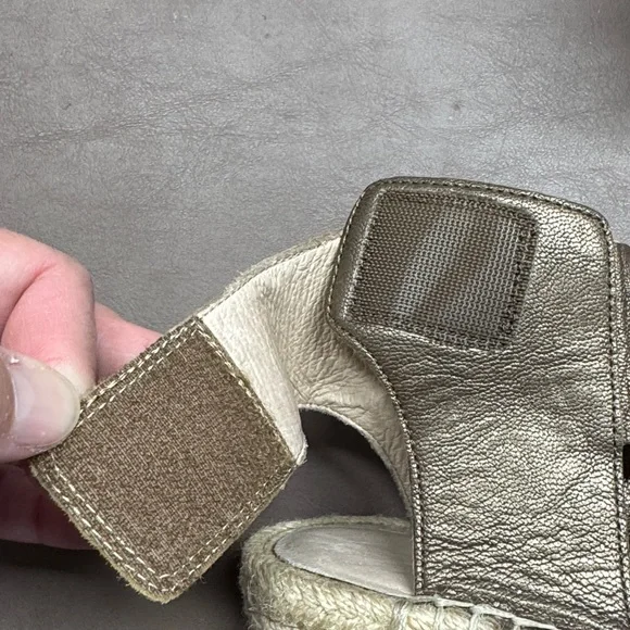 Eileen Fisher Metallic Bronze Willow Espadrille Wedge Sandal Size 8.5